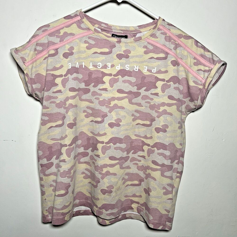 Kappa Women's Pink Beige Camo Crew Neck Short Sleeve Breathable T-Shirt Size M